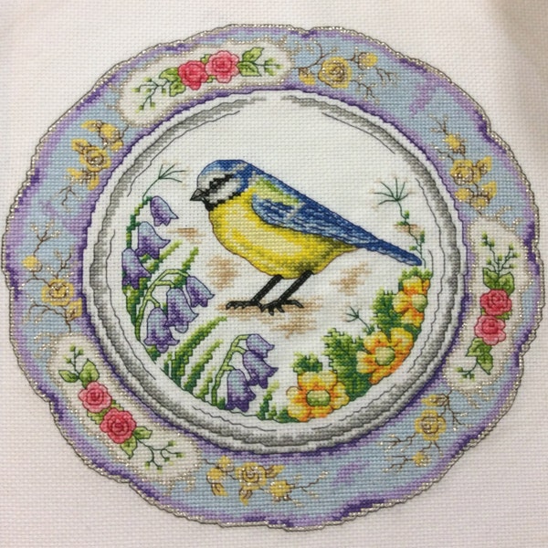 Blue Tit Bird Downloadable PDF Cross Stitch Pattern