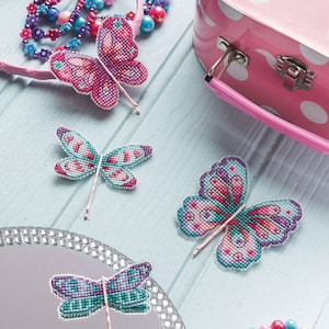 Butterfly and Dragonfly Cross Stitch Hair Slides Pattern