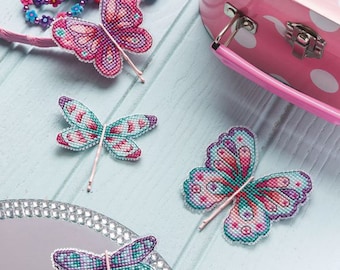 Butterfly and Dragonfly Cross Stitch Hair Slides Pattern