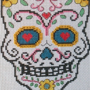 Cross stitch pdf file of Day of the Dead sugar skull Valentino. Download available once payment is received. image 2