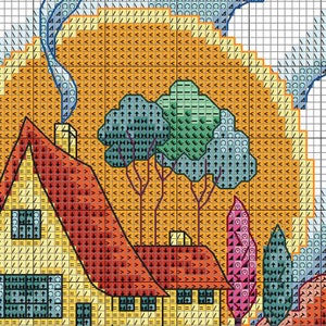 Art Deco Style Cottage and Garden Cross Stitch Design image 2