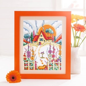 Art Deco Style Cottage and Garden Cross Stitch Design image 4