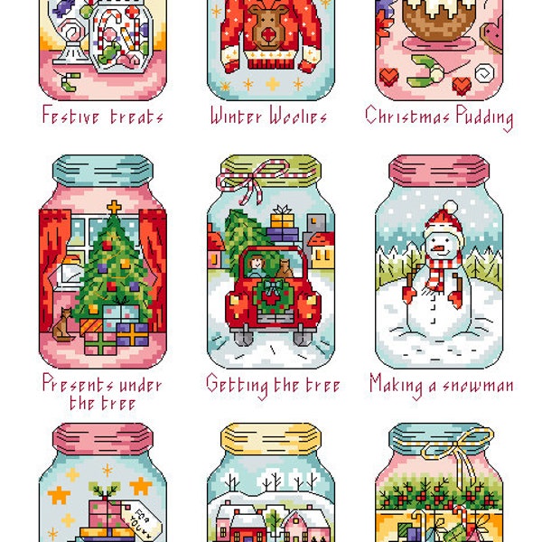 Christmas Memory Jars Cross Stitch PDF Pattern