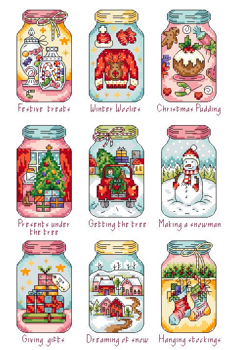 Christmas Memory Jars Cross Stitch PDF Pattern