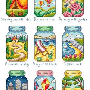 Summer Memory Jars Cross Stitch PDF Pattern