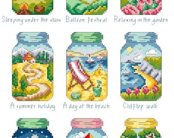 Summer Memory Jars Cross Stitch PDF Pattern