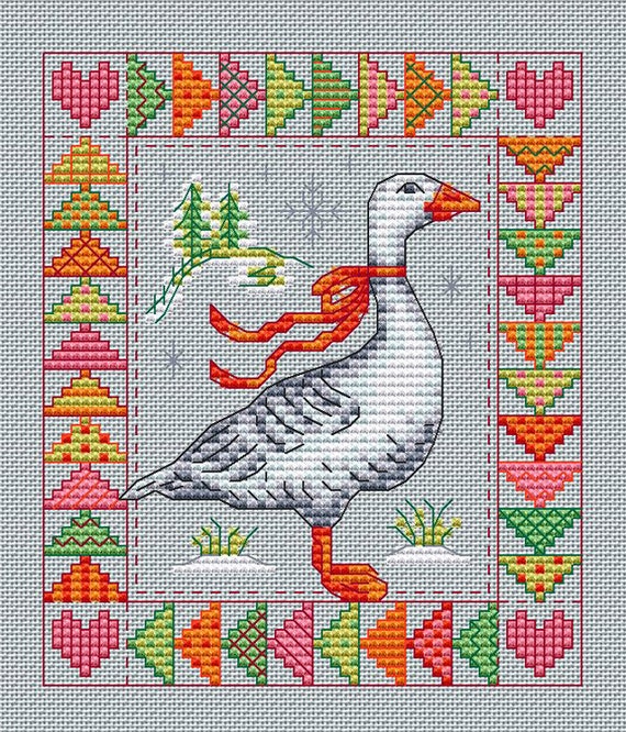 PDF Pattern Festive Goose Cross Stitch Pattern Christmas -  Portugal