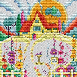 Art Deco Style Cottage and Garden Cross Stitch Design image 3