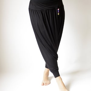 Black Harem Pants*Low Cut Yoga Pants*Black Cotton Women's Harem Pants*Comfy Baggy Pants* Cotton Beach Coverup*Beaded  Shalwar