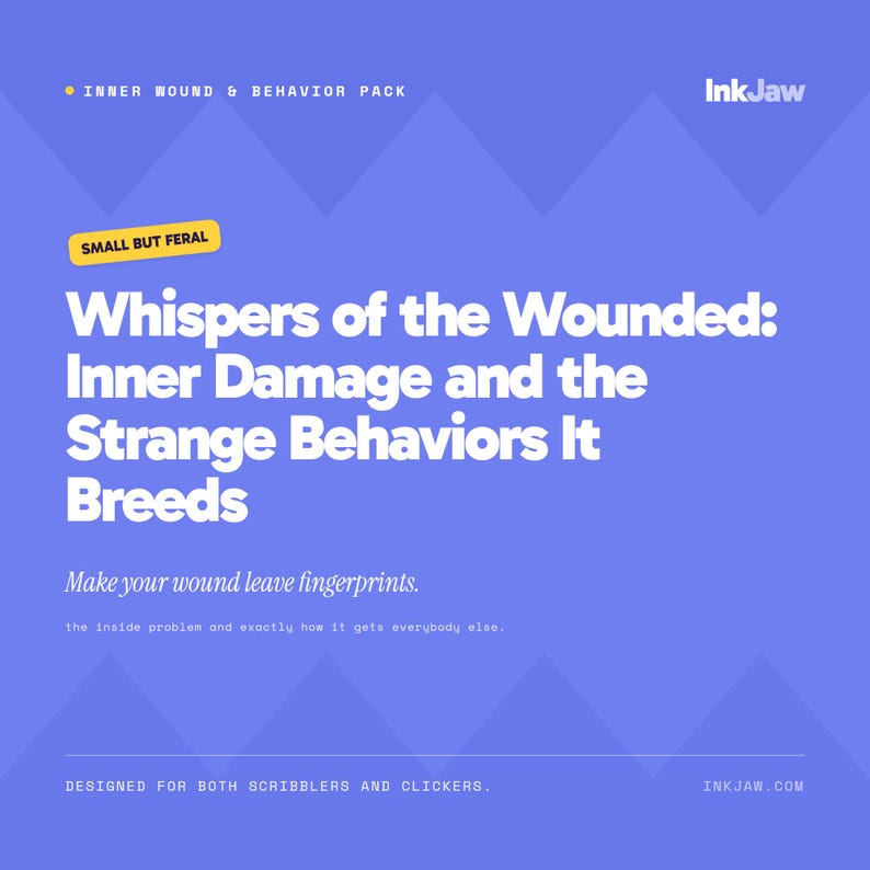 Inner Wound & Behavior Pack Whispers of the Wounded: Inner Damage and the Strange Behavi | character arc | writing prompts | dark fantasy image 1