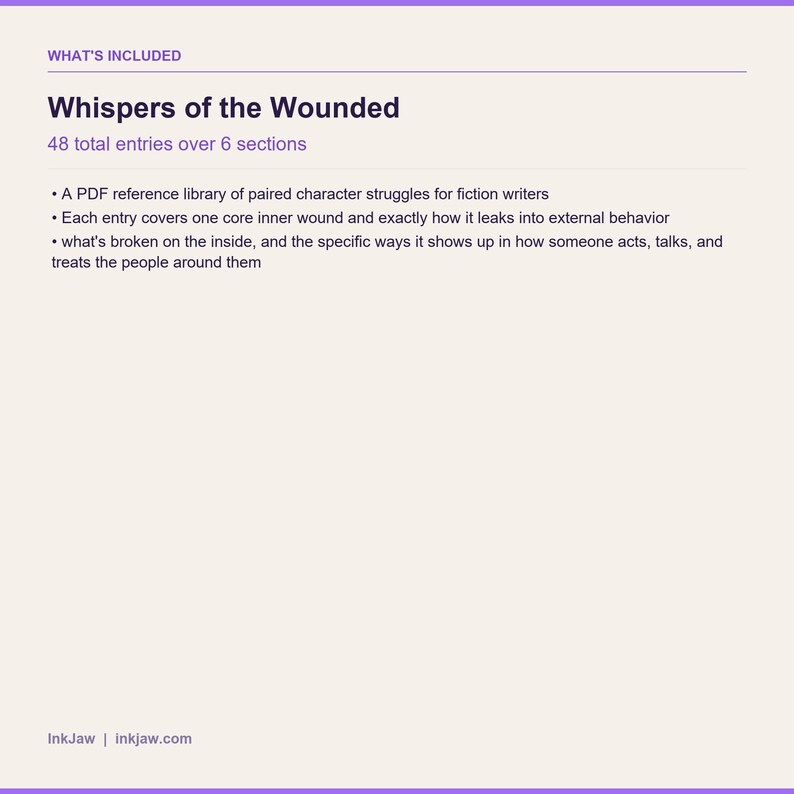 Inner Wound & Behavior Pack Whispers of the Wounded: Inner Damage and the Strange Behavi | character arc | writing prompts | dark fantasy image 5