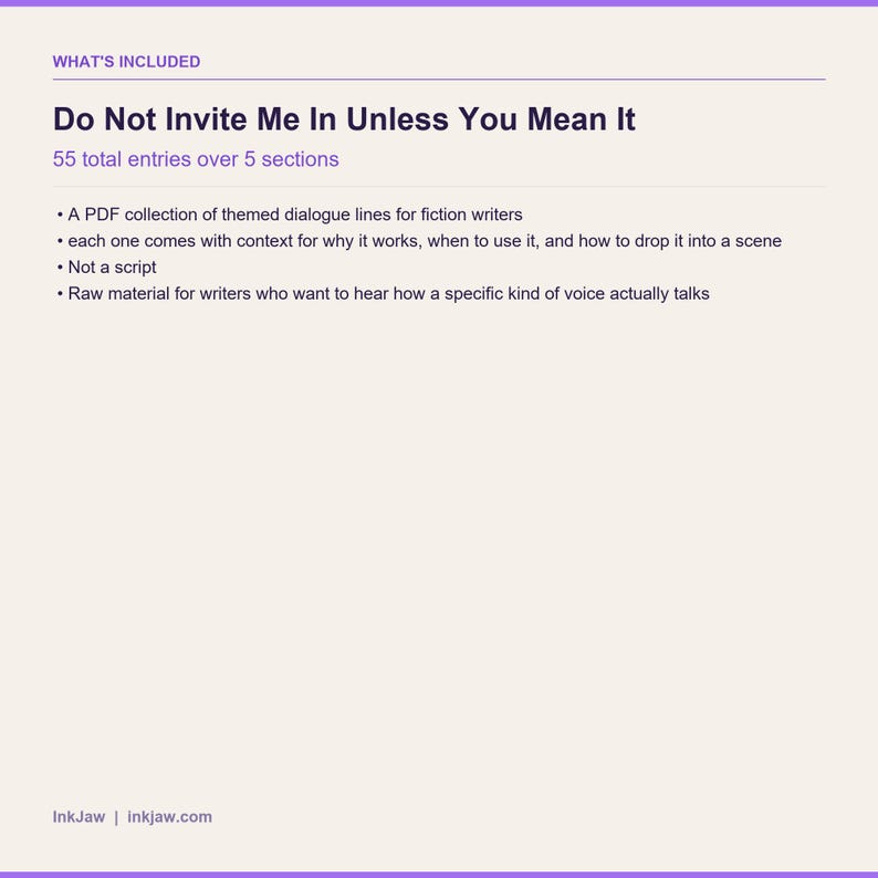 Dialogue & Voice Pack Do Not Invite Me In Unless You Mean It: Vampire Romance | Vampire Dialogue Prompts | Dark Romance Writing imagem 5