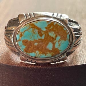 Vintage Carol Felley Turquoise Ring Sterling Silver Turquoise Ring Size 12.5