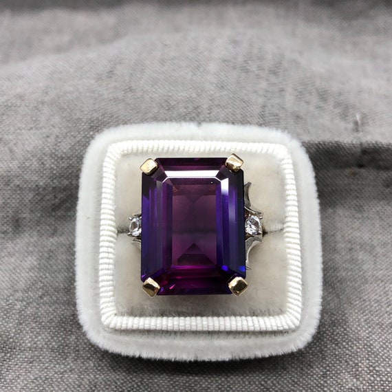 Vintage 14K Yellow Gold Synthetic Alexandrite Rin… - image 4