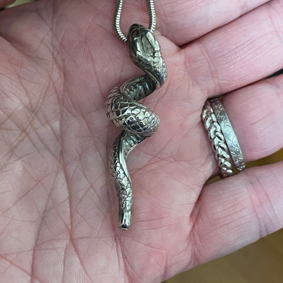 Vintage Sterling Silver Snake Pendant Sterling Si… - image 9