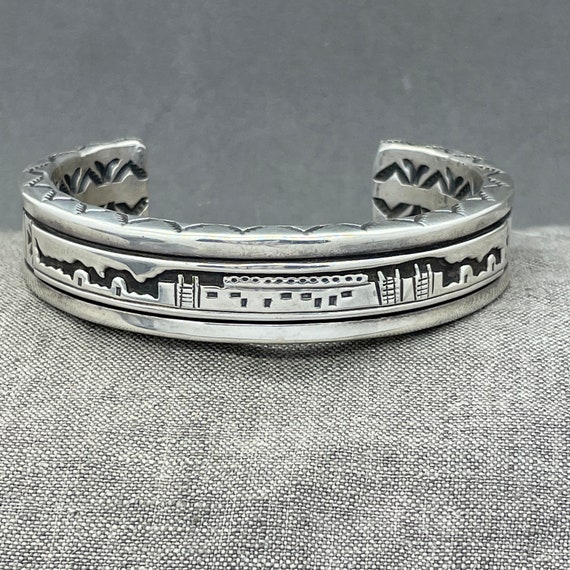 Pueblo Geometrics Vintage Navajo Blue Diamond Turquoise Sterling Native American Jewelry Silver Bracelet Pueblo Geometrics Vintage Navajo Blue Diamond Turquoise Sterling Native American Jewelry Silver Bracelet