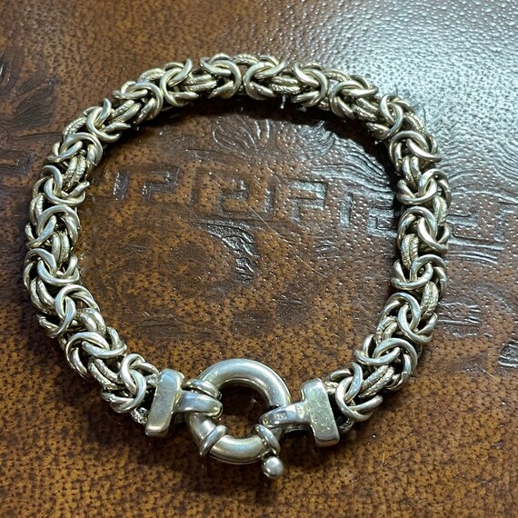 Vintage Byzantine link sterling silver bracelet