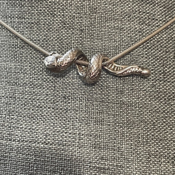 Vintage Sterling Silver Snake Pendant Sterling Si… - image 6