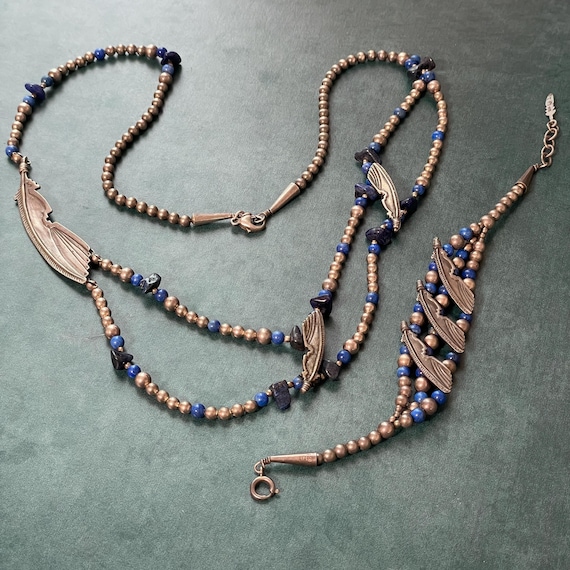 Dakota West Lapis Feather Shube Lapis Sterling Silver Bracelet Necklace Dakota West Necklace Dakota West Bracelet Shube Necklace & Bracelet