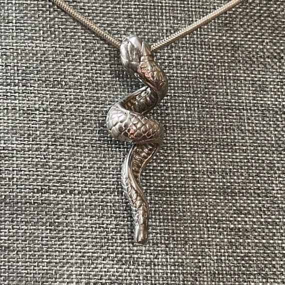 Vintage Sterling Silver Snake Pendant Sterling Si… - image 4