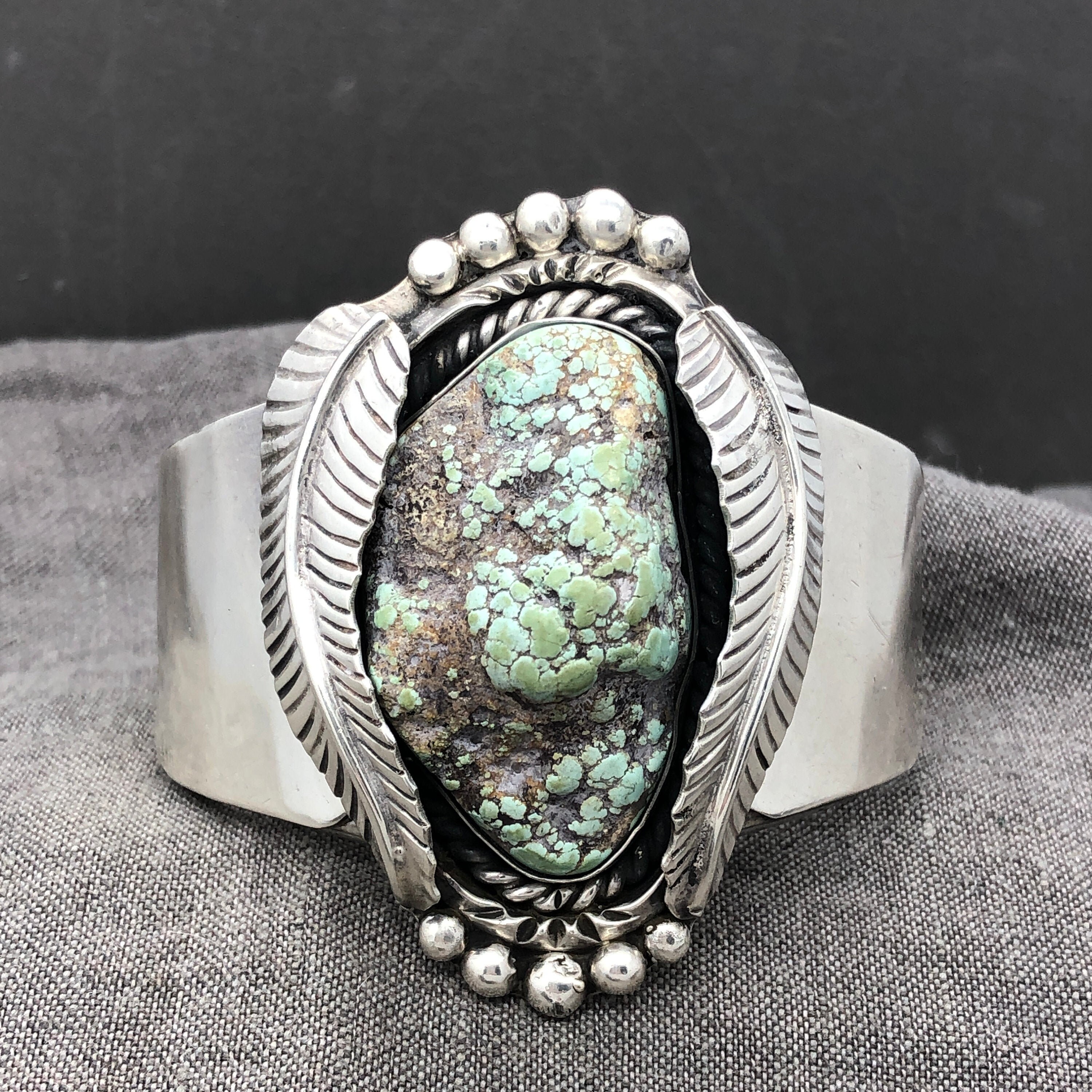 Huge Sterling Silver Turquoise Cuff Bracelet Seafoam