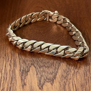 Vintage Chunky Curb Sterling Silver Cuban Bracelet 44.6g Chunky Bracelet Heavy Silver Bracelet Heavy Curb Bracelet 7.5&quot;