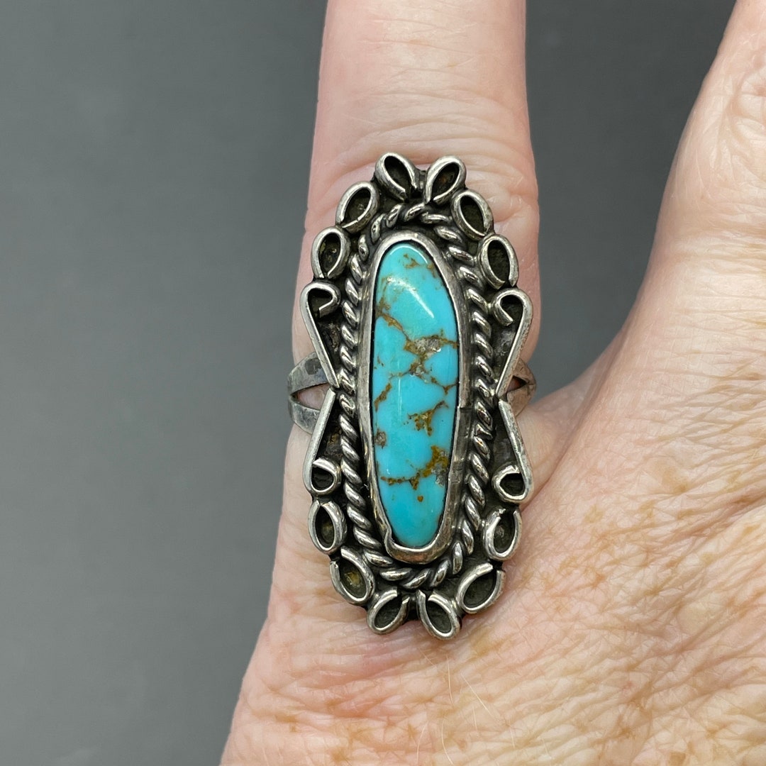 Vintage Sterling Silver Turquoise Ring Vintage Turquoise