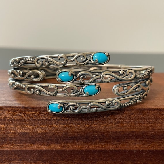Carolyn Pollack Turquoise Hinged Bangle Bracelet … - image 1