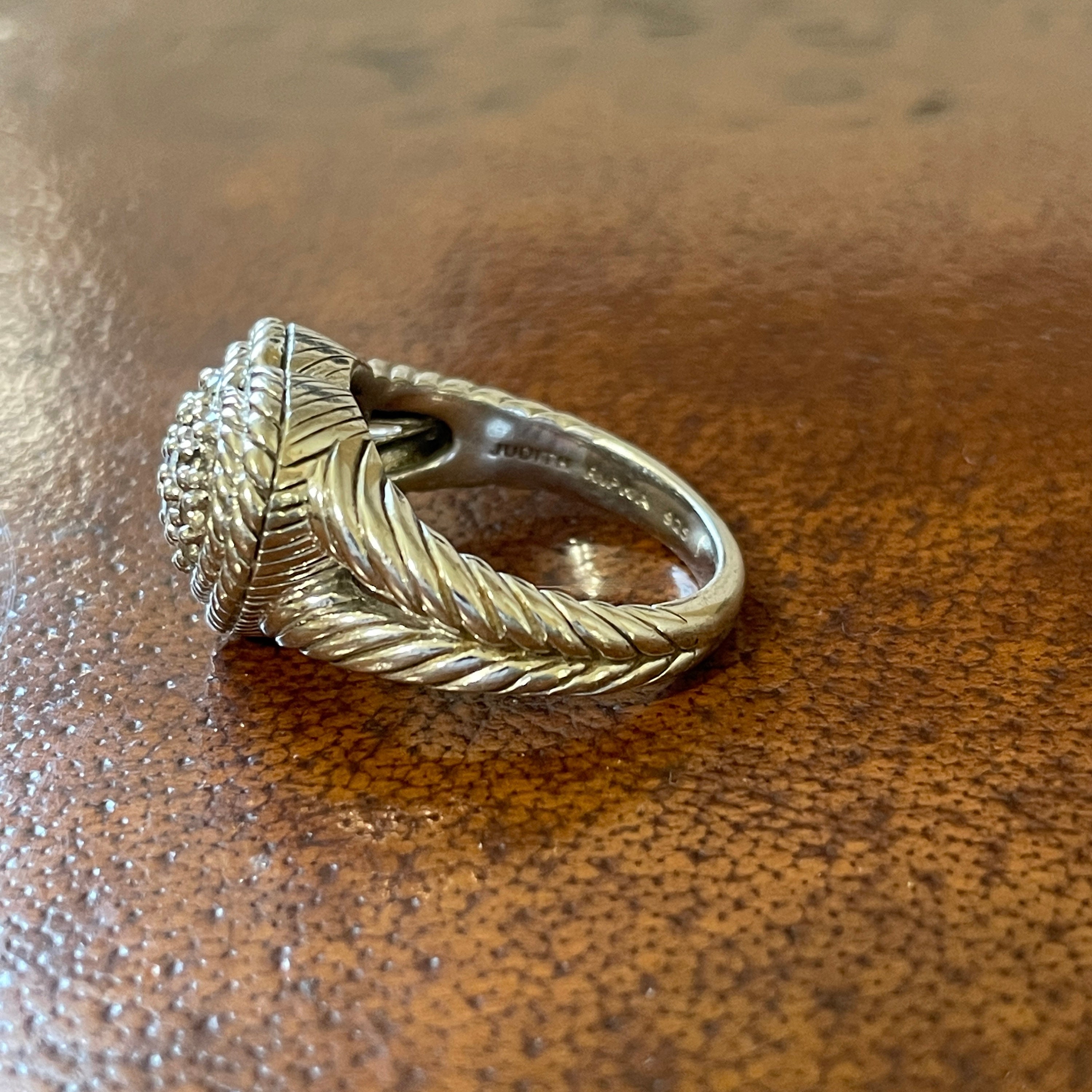 Judith Ripka Sterling Silver Heart Ring Cable Pave Diamonique CZ
