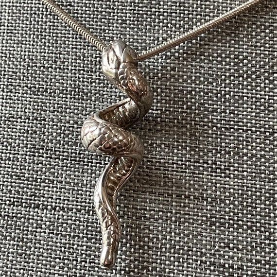 Vintage Sterling Silver Snake Pendant Sterling Si… - image 3