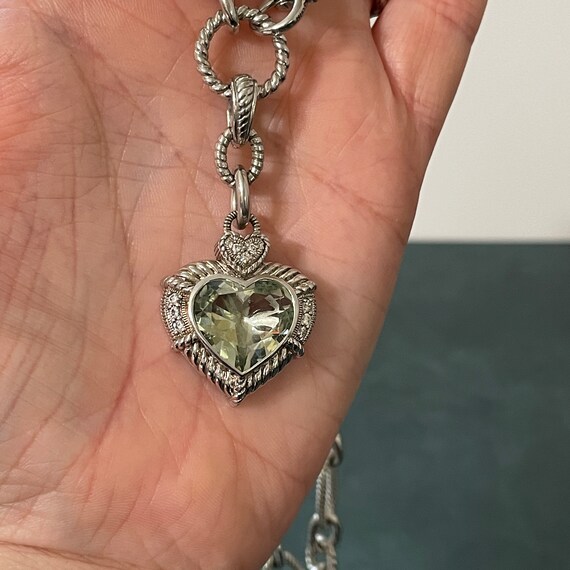 Judith Ripka Heart Enhancer Necklace Green Quartz… - image 5