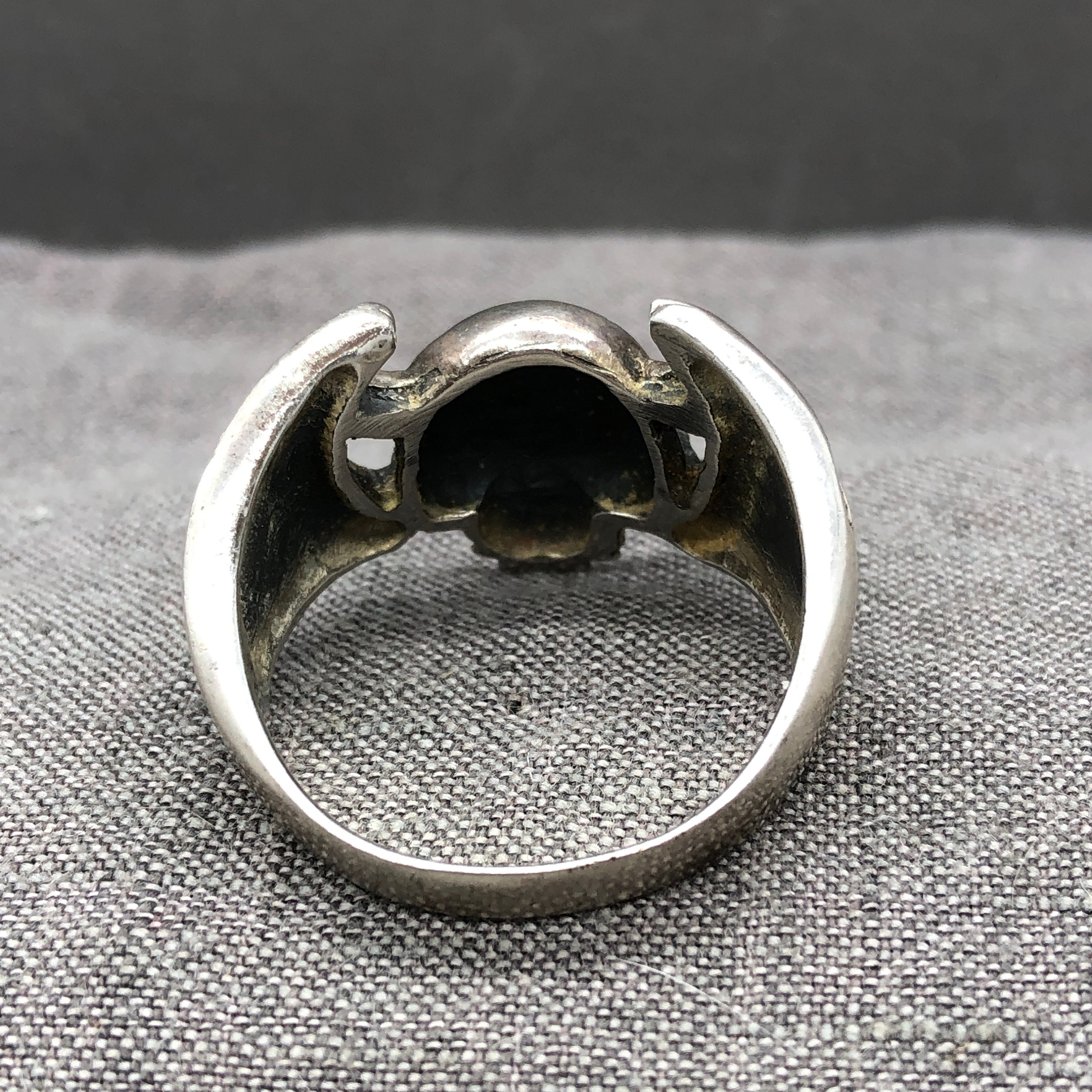 Vintage Sterling Silver Winged Skull Ring Biker Size 14 14.7