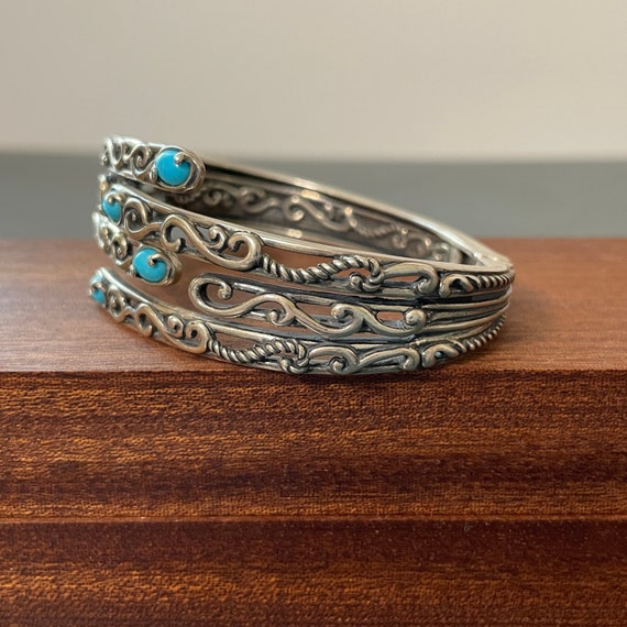 Carolyn Pollack Turquoise Hinged Bangle Bracelet … - image 2