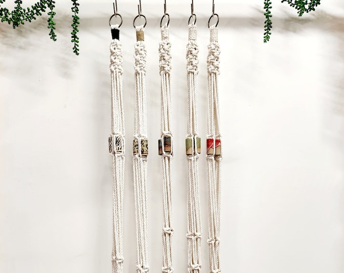 Handmade Macrame Plant Holders with handmade Ceramic Beads Natural Cotton Cord