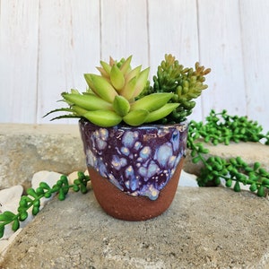 Handcrafted Ceramic Speckled Drip Glaze Planter