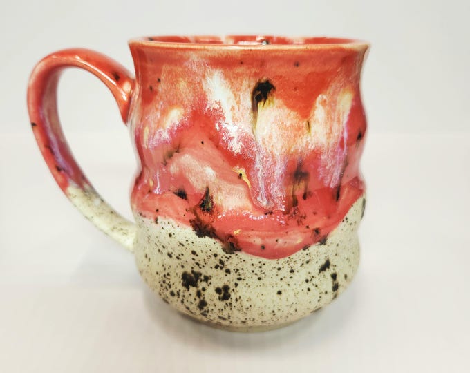 Handmade Wavy 20 ounce Drip Glaze Ceramic Coffee Tea Mug