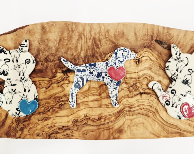 Handmade Ceramic Dog and Car Magnets