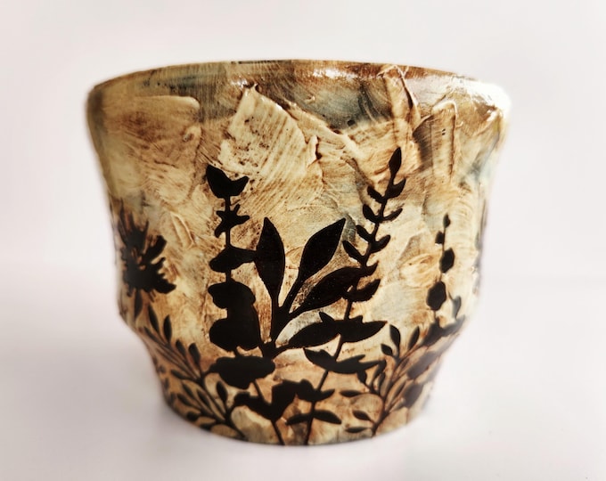 Handcrafted Botanical Theme Chocolate Brown Planter