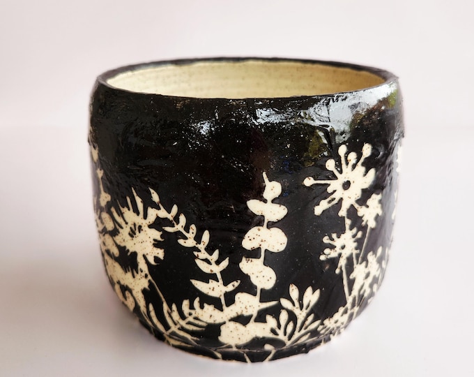Handcrafted Botanical Theme Chocolate Brown Speckled Planter