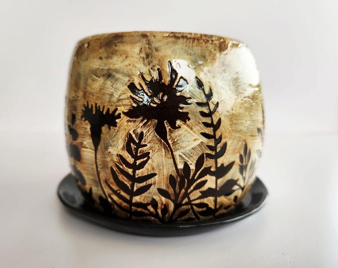 Handcrafted Botanical Theme Chocolate Brown Planter