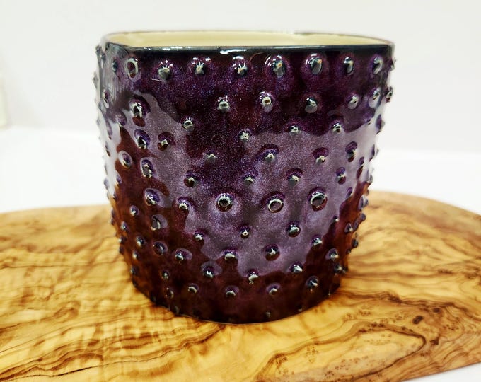 Handcrafted Deep Purple Dot Square shape Planter