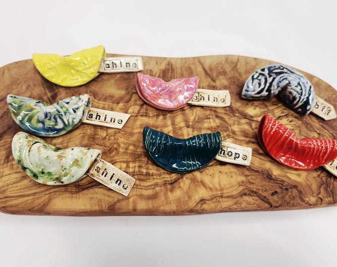 Handmade Ceramic Fortune Cookie with Message