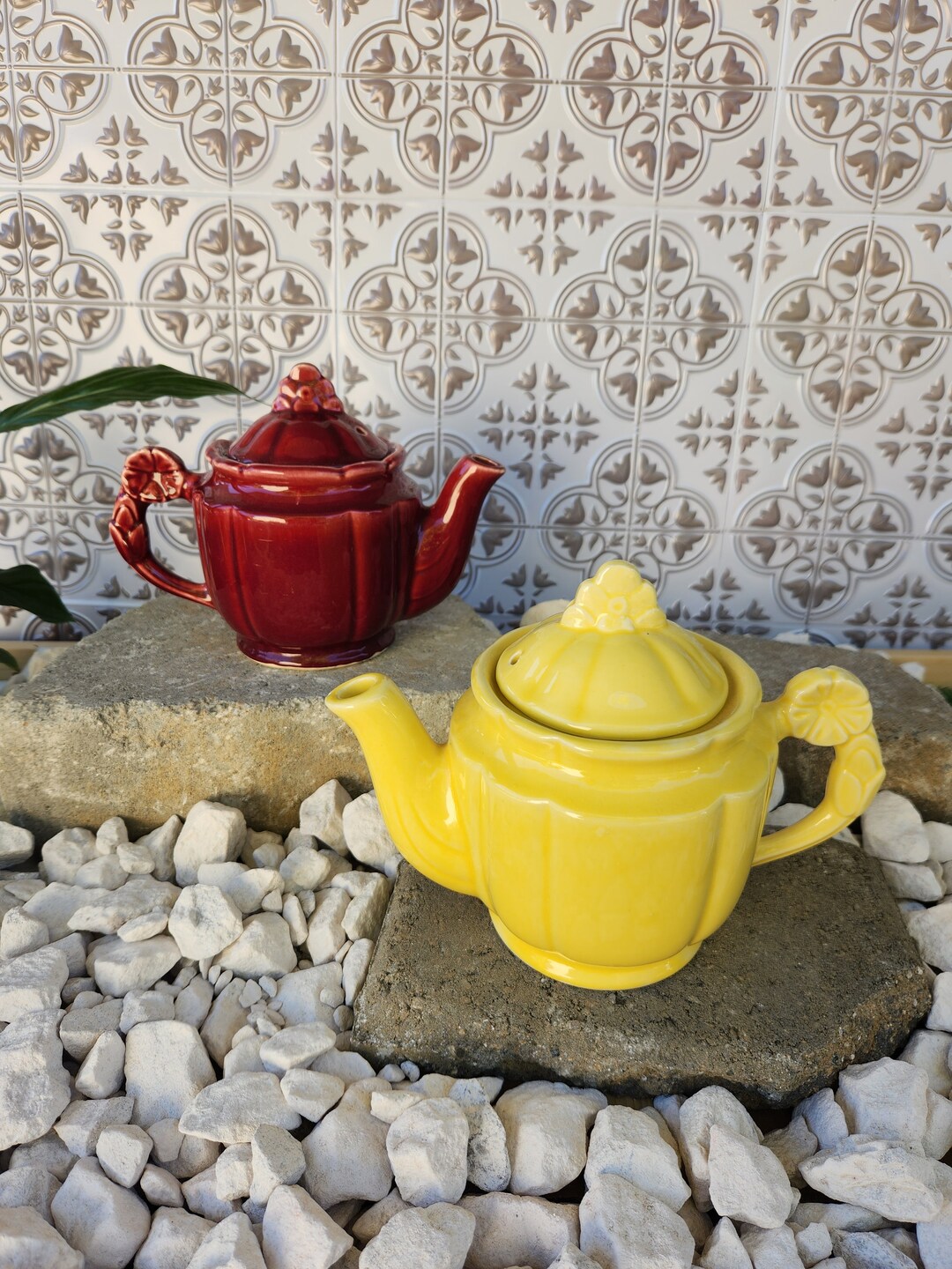 Vintage USA Floral Teapots Etsy