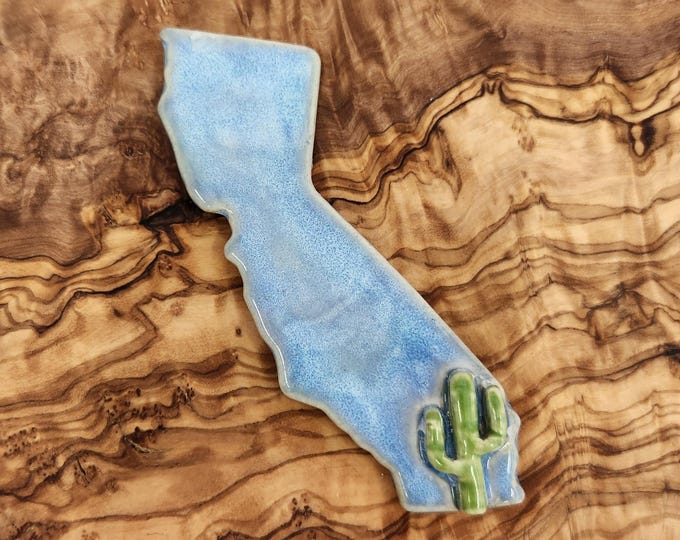 California Cactus Magnet / Handmade Ceramic Magnet / California Gift / Southwest Pottery / Cactus Love Gift