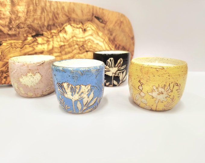 Handmade Speckled Ceramic Botanical Unscented Soy Candles