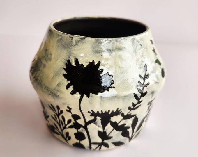 Handcrafted Botanical Theme Chocolate Brown clay Vase