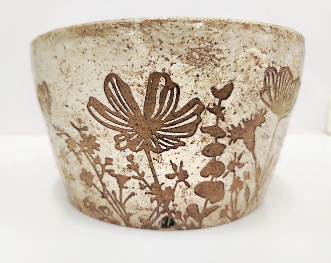 Handmade Botanical Speckled Buff Planter