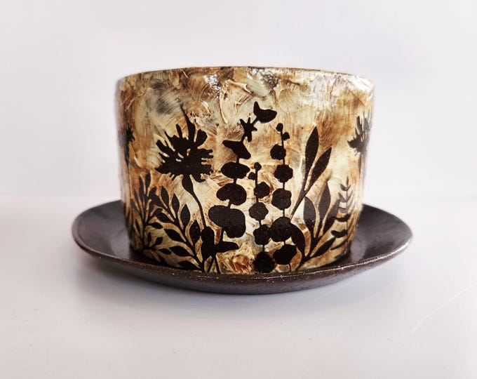 Handcrafted Botanical Theme Chocolate Brown Planter