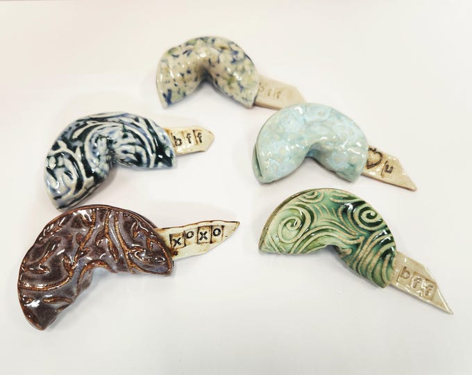 Handcrafted Ceramic Fortune Cookie with Message