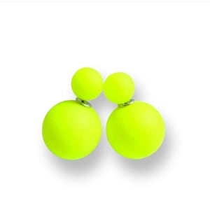 Boucle d'oreille jaune néon/boucles d'oreilles double face/boucle d'oreille finition mate, boucle d'oreille bulle, boucle d'oreille double boule néon/boucle d'oreille boule bonbon